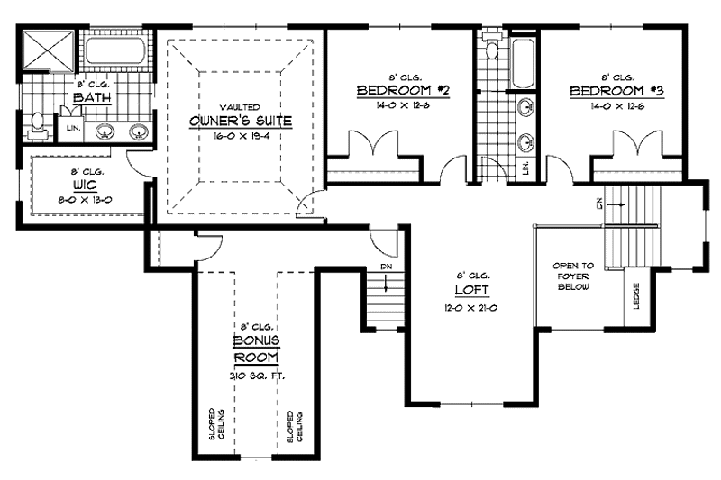 Dream House Plan - Floor Plan - Upper Floor for Traditional House Plan #51-660 - 3 bed, 2.5 bath