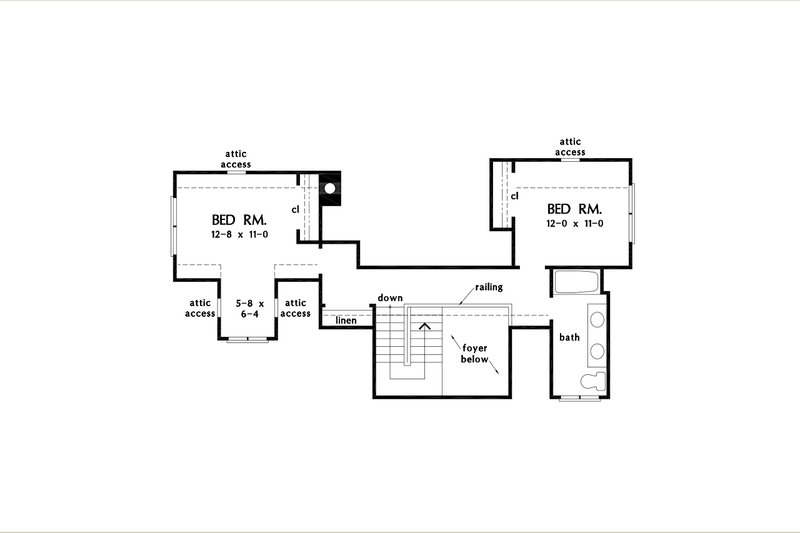 House Design - Floor Plan - Upper Floor for Craftsman House Plan #929-1185 - 3 bed, 2.5 bath