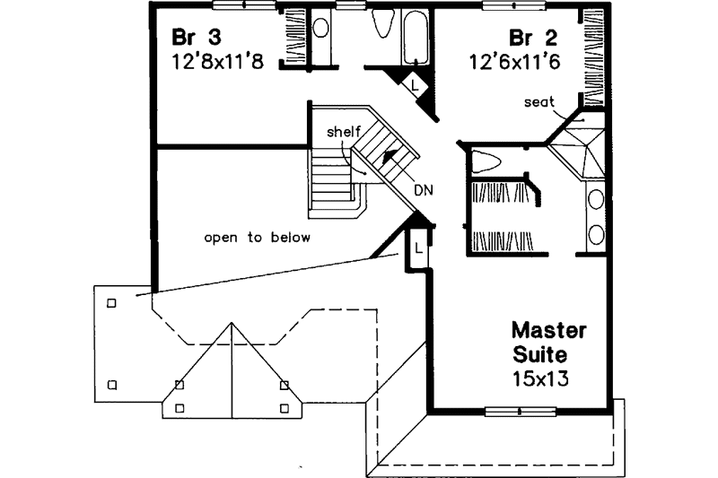 Home Plan - Floor Plan - Upper Floor for Country House Plan #320-597 - 3 bed, 2.5 bath