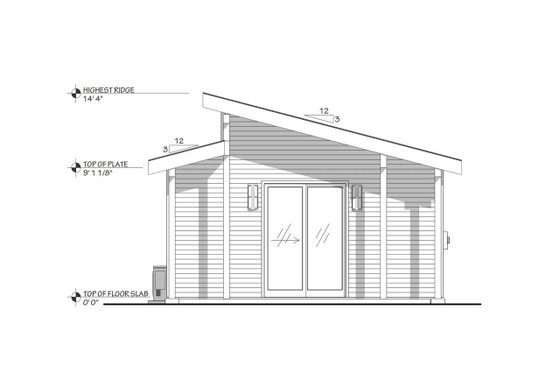 Exterior - Front Elevation 3 for Modern House Plan #1099-11, 1 bath