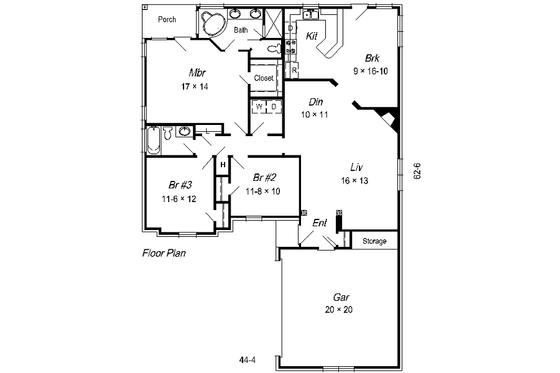Floor Plan - Main Floor for Cottage House Plan #329-203 - 3 bed, 2 bath