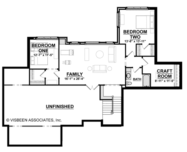 Craftsman Floor Plan - Lower Floor Plan #928-266