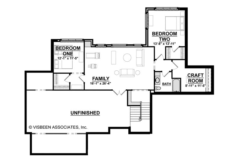 Architectural House Design - Floor Plan - Lower Floor for Craftsman House Plan #928-266 - 3 bed, 2.5 bath