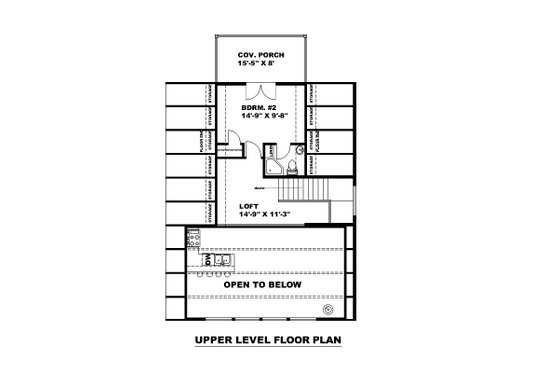 Floor Plan - Upper Floor for Contemporary House Plan #117-914 - 2 bed, 2 bath