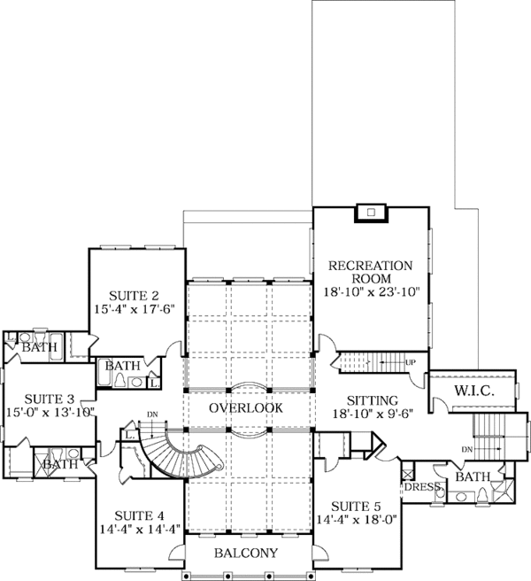 House Blueprint - Mediterranean Floor Plan - Upper Floor Plan #453-383