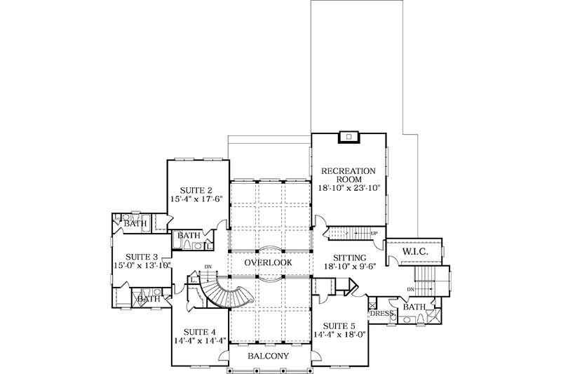 Home Plan - Floor Plan - Upper Floor for Mediterranean House Plan #453-383 - 5 bed, 5.5 bath