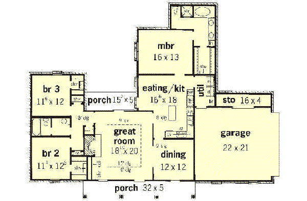 Southern Floor Plan - Main Floor Plan #16-136