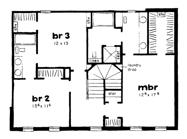 Home Plan - Classical Floor Plan - Upper Floor Plan #36-606