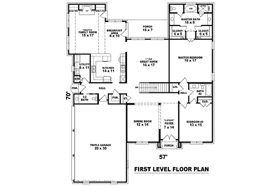 Floor Plan - Main Floor for European House Plan #81-1585 - 5 bed, 4 bath