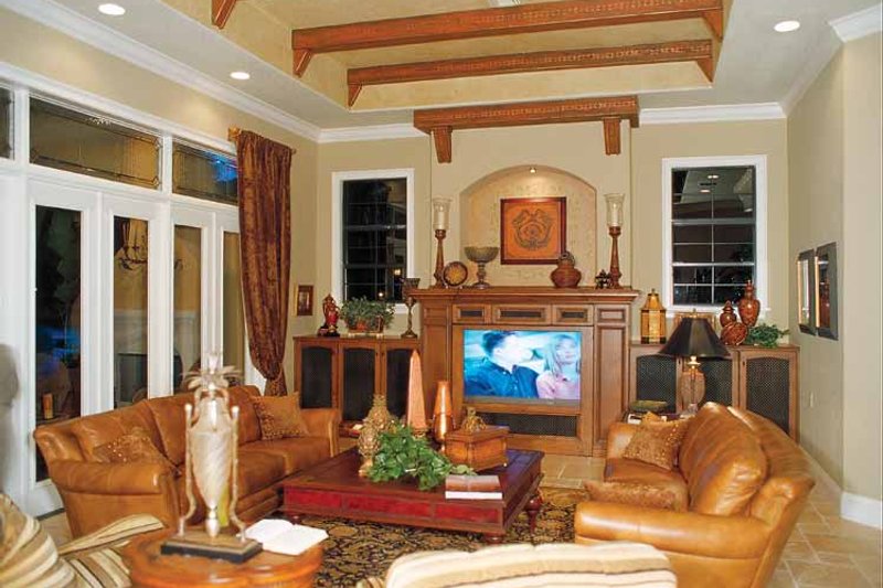 House Blueprint - Interior - Family Room for Mediterranean House Plan #417-566 - 5 bed, 6.5 bath