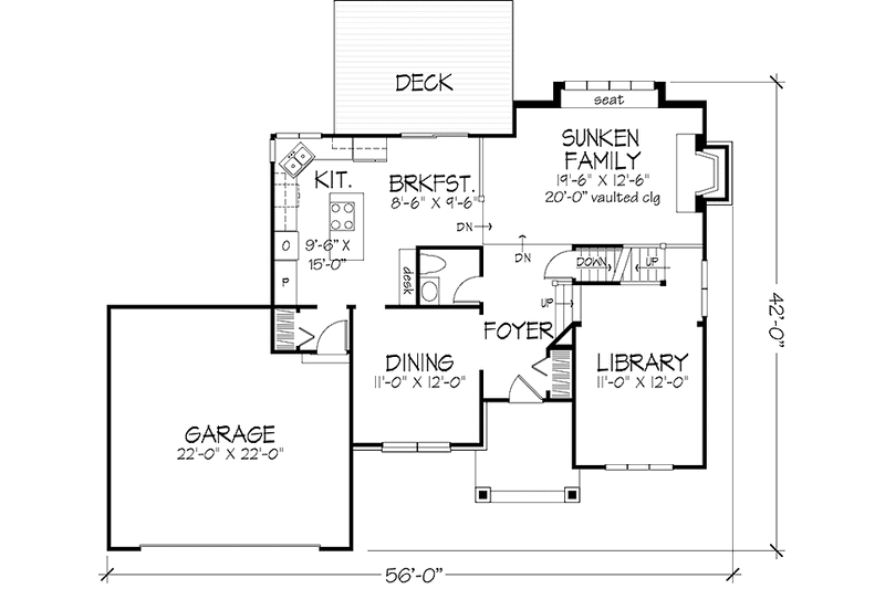 Dream House Plan - Floor Plan - Main Floor for Prairie House Plan #320-1122 - 3 bed, 2.5 bath