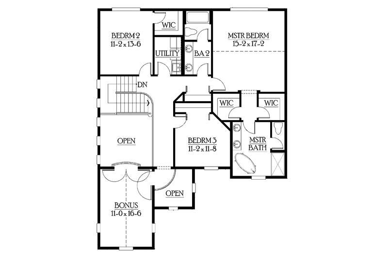 Home Plan - Floor Plan - Upper Floor for Craftsman House Plan #132-320 - 3 bed, 2.5 bath