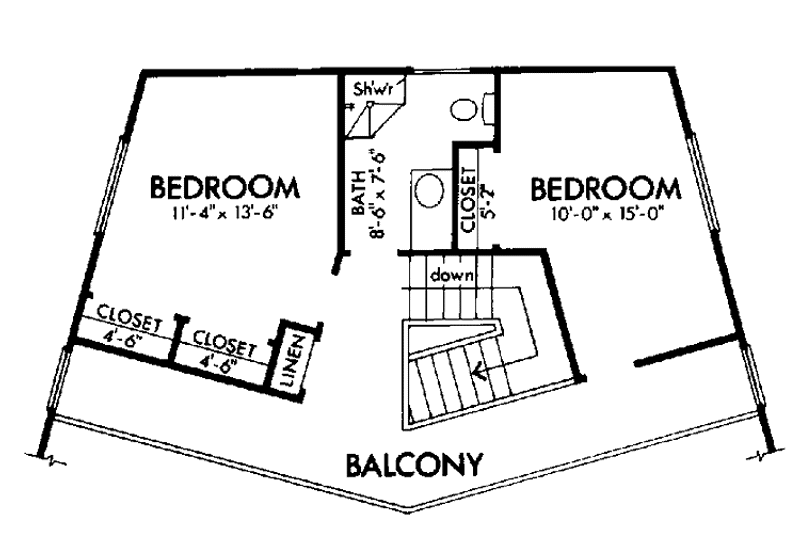 Home Plan - Floor Plan - Upper Floor for Contemporary House Plan #320-1025 - 3 bed, 2 bath