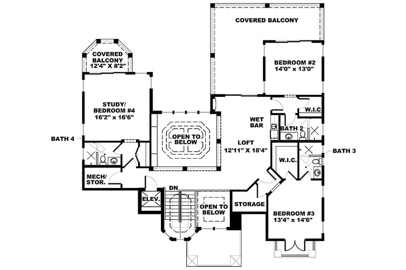 Home Plan - Floor Plan - Upper Floor for Mediterranean House Plan #1017-109 - 4 bed, 5.5 bath