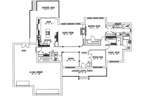 Floor Plan - Main Floor for Traditional House Plan #117-138 - 3 bed, 3.5 bath