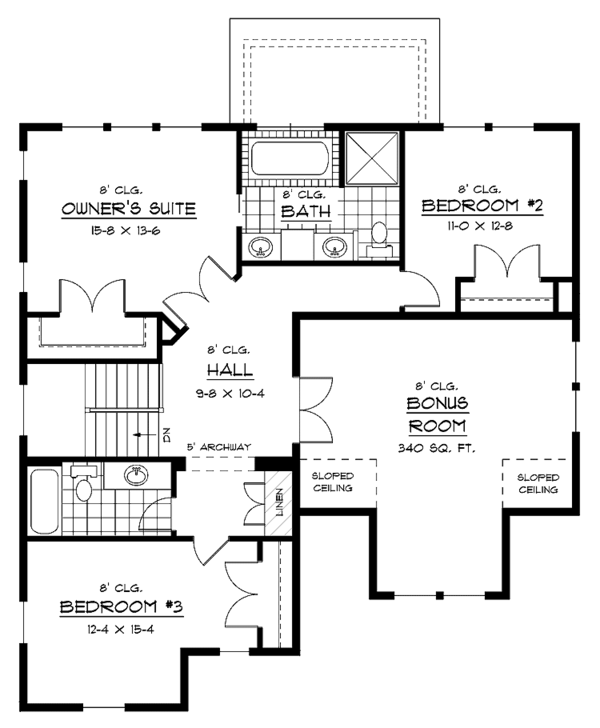 Architectural House Design - European Floor Plan - Upper Floor Plan #51-622