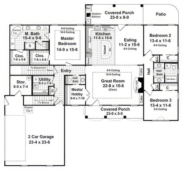 House Blueprint - Country Floor Plan - Main Floor Plan #21-605