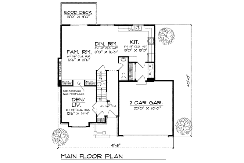 Home Plan - Floor Plan - Main Floor for Traditional House Plan #70-266 - 3 bed, 2.5 bath