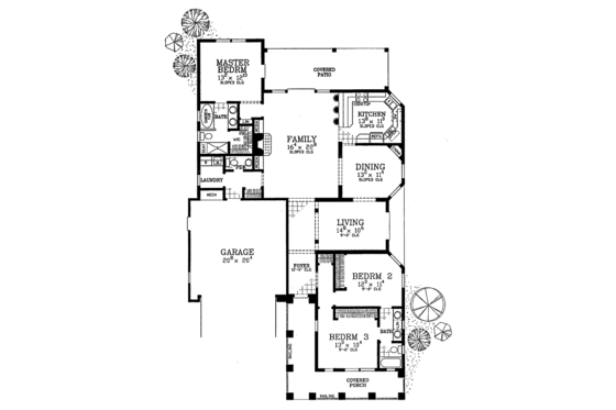 Floor Plan - Main Floor for Craftsman House Plan #72-1135 - 3 bed, 2.5 bath