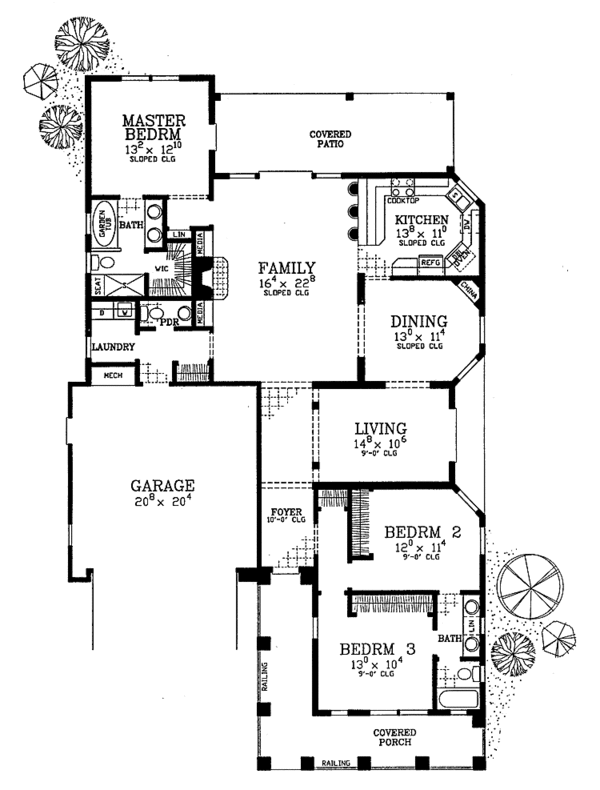 Architectural House Design - Craftsman Floor Plan - Main Floor Plan #72-1135