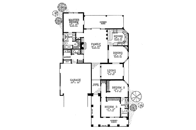 Home Plan - Floor Plan - Main Floor for Craftsman House Plan #72-1135 - 3 bed, 2.5 bath