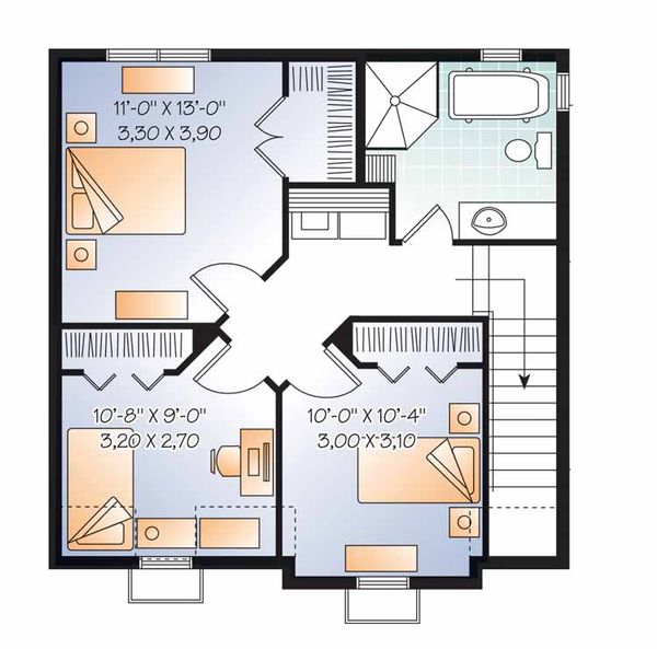 House Design - European Floor Plan - Upper Floor Plan #23-2504