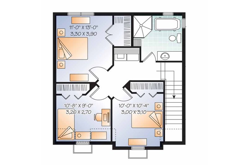 Dream House Plan - Floor Plan - Upper Floor for European House Plan #23-2504 - 3 bed, 1.5 bath