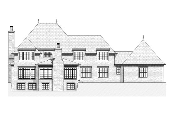 Exterior - Rear Elevation 1 for European House Plan #901-59 - 5 bed, 3.5 bath