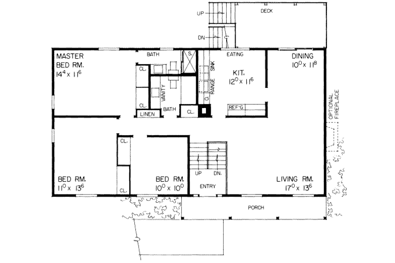 Home Plan - Floor Plan - Main Floor for Colonial House Plan #72-344 - 4 bed, 2.5 bath