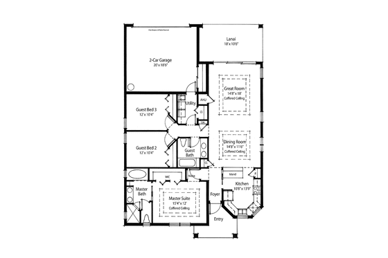 Floor Plan - Main Floor for Farmhouse House Plan #938-8 - 3 bed, 2 bath