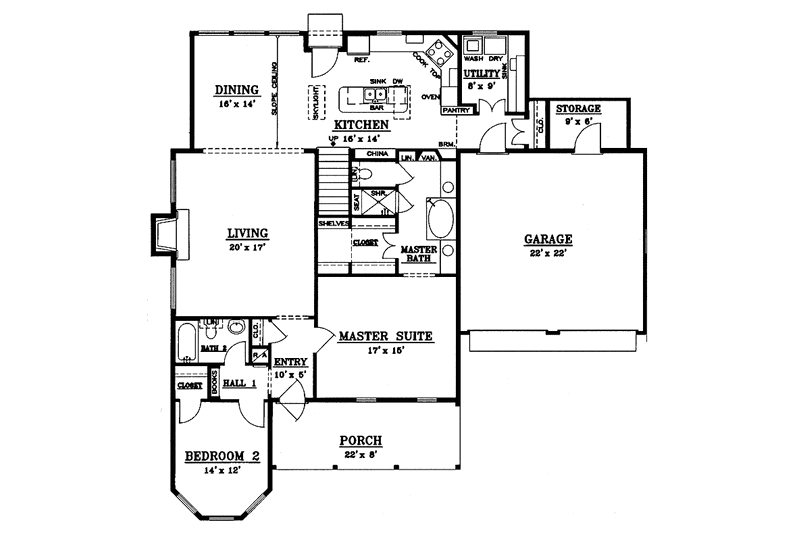 Architectural House Design - Floor Plan - Main Floor for Victorian House Plan #14-260 - 4 bed, 3 bath
