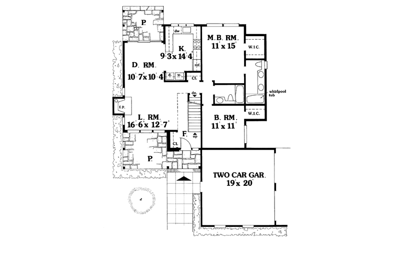 Home Plan - Floor Plan - Main Floor for Country House Plan #456-58 - 2 bed, 2 bath