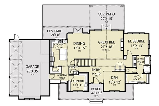 Floor Plan - Main Floor for Farmhouse House Plan #1070-55 - 4 bed, 3.5 bath