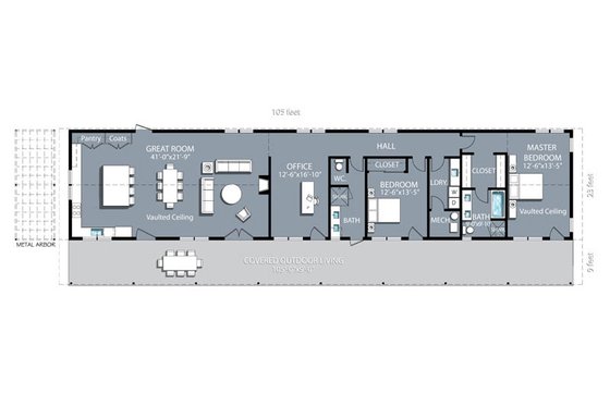 Floor Plan - Main Floor for Ranch House Plan #508-1 - 2 bed, 2 bath