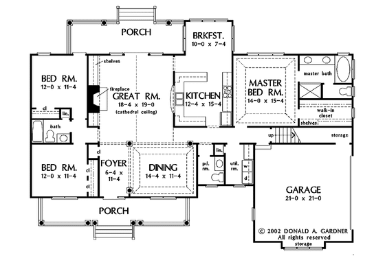 Floor Plan - Main Floor for Country House Plan #929-687 - 3 bed, 2.5 bath