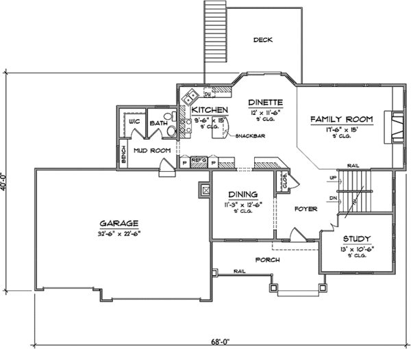 House Blueprint - Prairie Floor Plan - Main Floor Plan #981-14