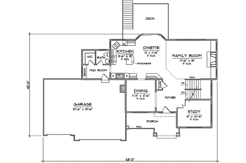 Home Plan - Floor Plan - Main Floor for Prairie House Plan #981-14 - 4 bed, 2.5 bath
