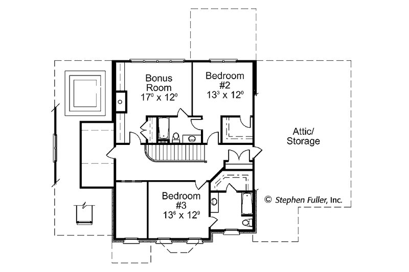 Home Plan - Floor Plan - Upper Floor for Colonial House Plan #429-403 - 3 bed, 3.5 bath