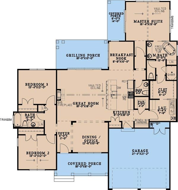 Home Plan - Floor Plan - Main Floor for Farmhouse House Plan #923-494 - 3 bed, 2.5 bath
