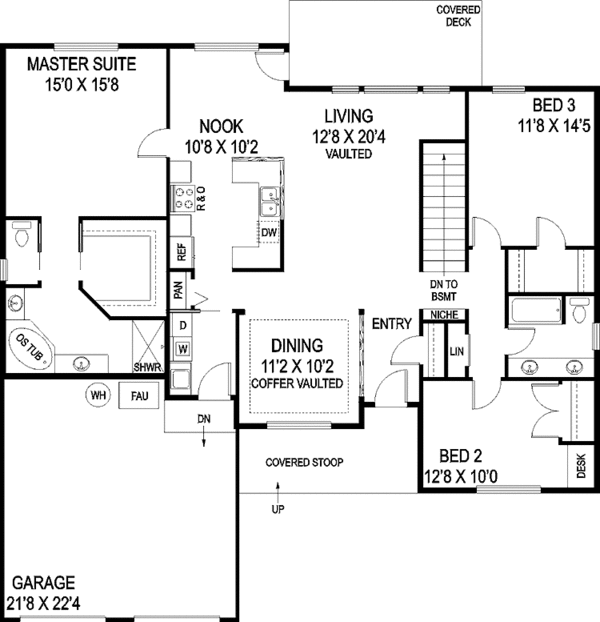 Dream House Plan - Country Floor Plan - Main Floor Plan #60-1030
