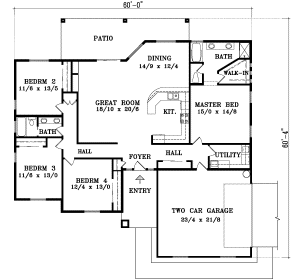 Adobe / Southwestern Floor Plan - Main Floor Plan #1-1423