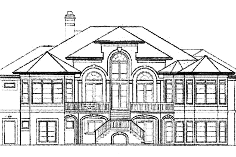 Home Plan - Exterior - Rear Elevation for Mediterranean House Plan #453-313 - 4 bed, 4.5 bath