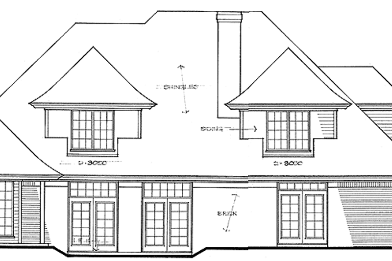 Home Plan - Exterior - Rear Elevation for Country House Plan #310-1119 - 3 bed, 3 bath