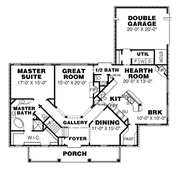 Home Plan - Colonial Floor Plan - Main Floor Plan #34-250