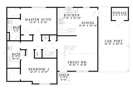 Floor Plan - Main Floor for Ranch House Plan #17-2844 - 2 bed, 2 bath