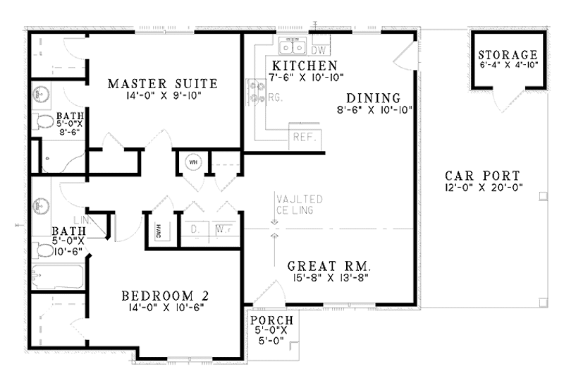 House Plan Design - Floor Plan - Main Floor for Ranch House Plan #17-2844 - 2 bed, 2 bath