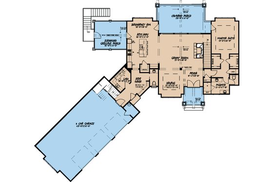 Floor Plan - Main Floor for Craftsman House Plan #923-21 - 4 bed, 4.5 bath