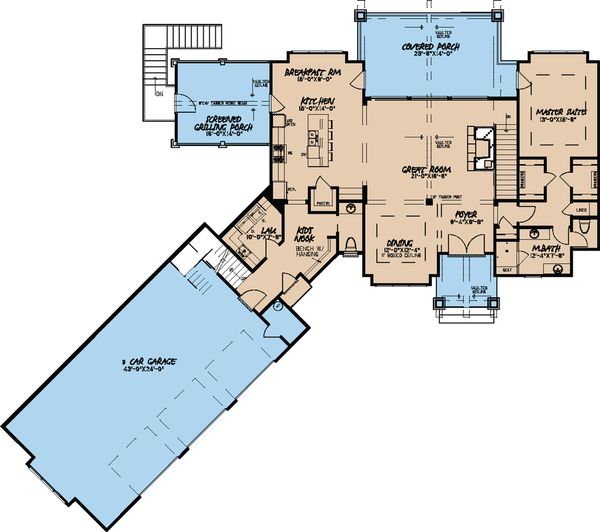 House Blueprint - Craftsman Floor Plan - Main Floor Plan #923-21