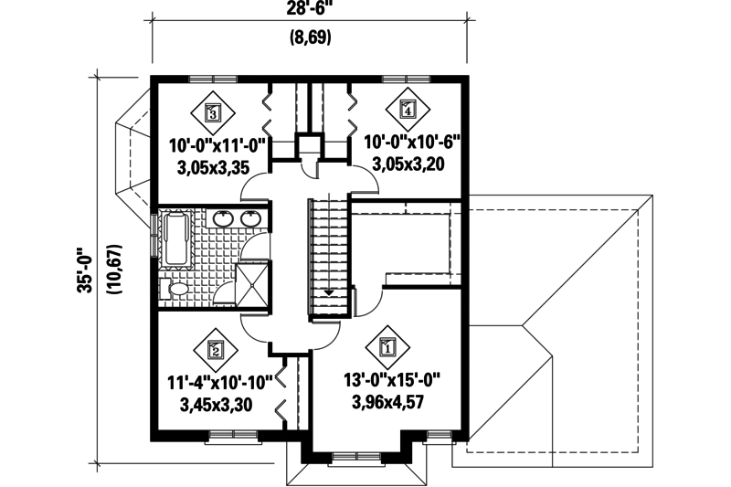 Dream House Plan - Floor Plan - Upper Floor for European House Plan #25-4491 - 4 bed, 1 bath