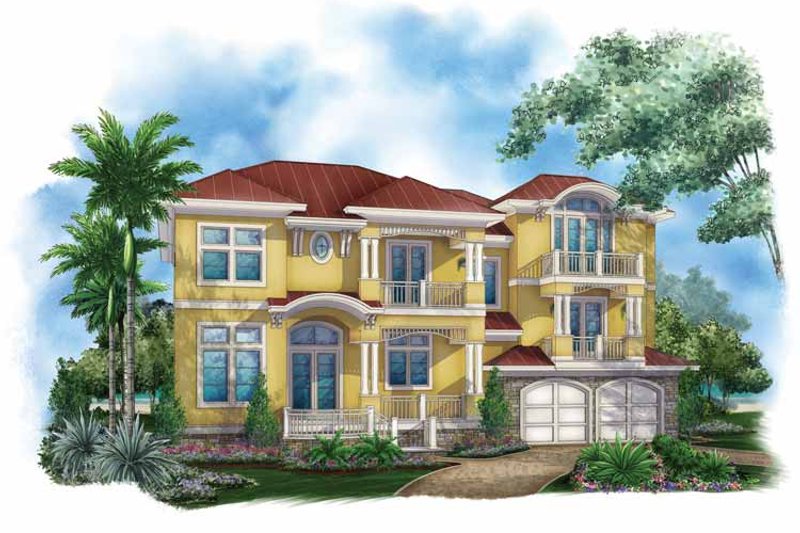 Architectural House Design - Mediterranean Exterior - Front Elevation Plan #1017-136